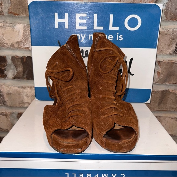 Suede Brown Heels - Picture 2 of 8